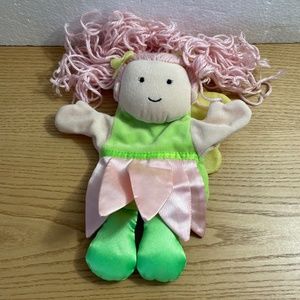 Manhattan Toy Fairy Pixie Girl Hand Puppet Toy Angel Pink Yarn Hair Pretend Play